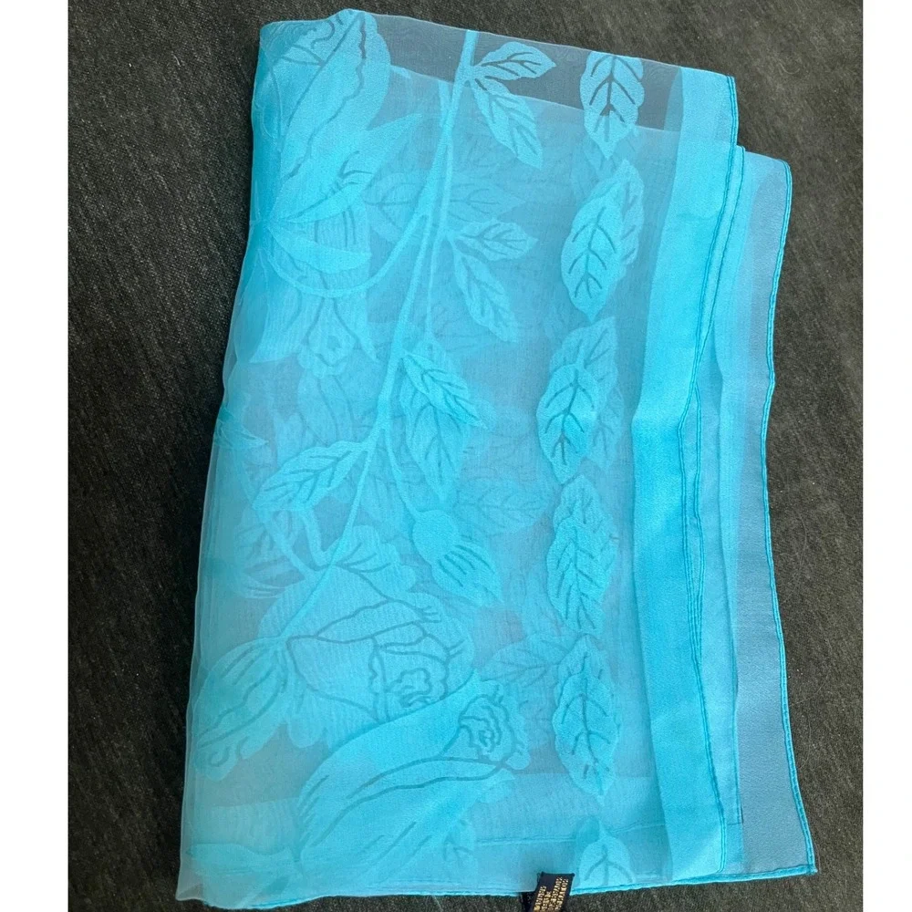 Vintage Japanese Sheer Rayon Floral Scarf 14‎ x 43